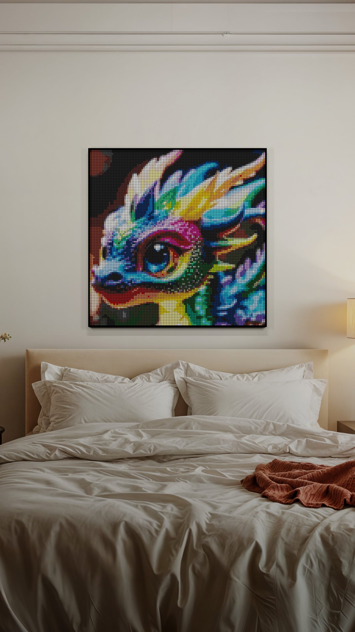 Neon Hatchling LEGO® Style mosaic kit with clear building instructions